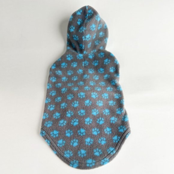 Luv-a-Pet Gray & Blue Paw Print Fleece Pullover Dog Hoodie Medium - Picture 2 of 6